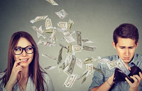 money flying out of wallet