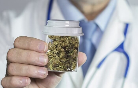doctor holding medical marijuana